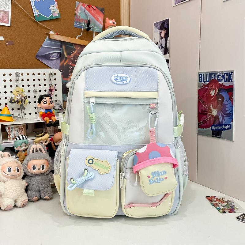 New high-value, fresh and sweet backpack, color-contrasting splicing large-capacity backpack for junior and high school students