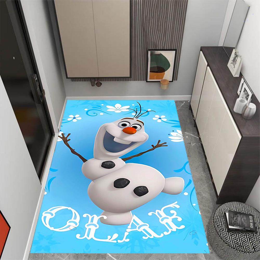 Frozen Olaf Cartoon Theme Non-Slip Rug - Made of Polyester, Suitable for Home Décor, Bedrooms, Living Rooms, Entryways, and Studios.