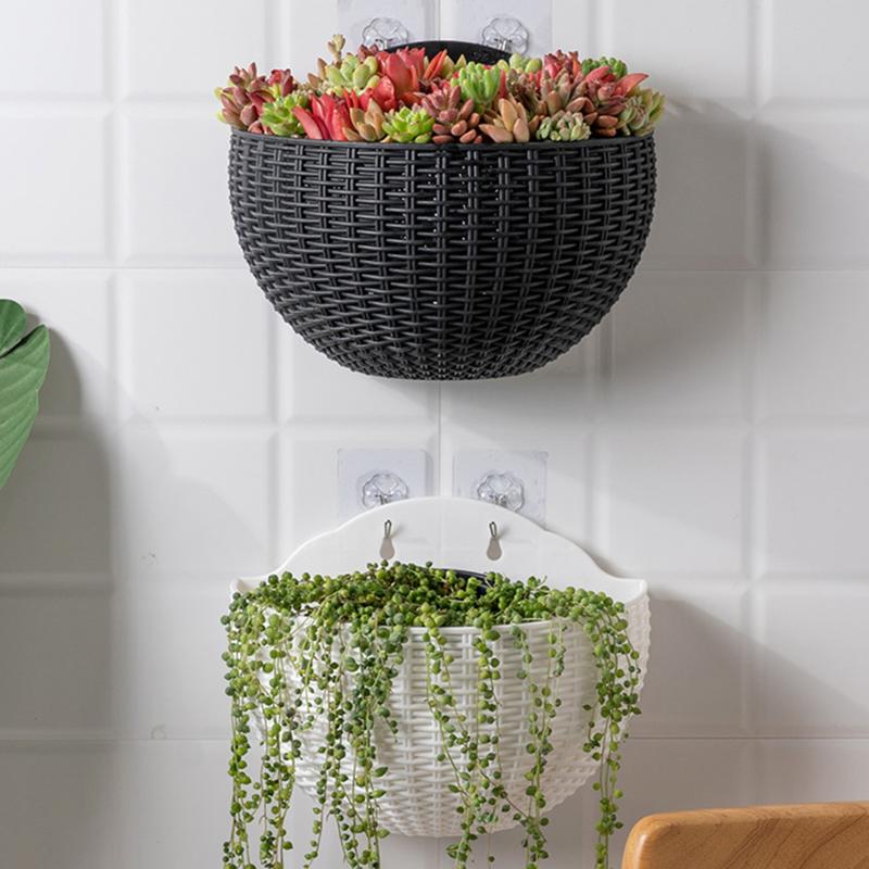 Flower Pot with Hooks Exquisite Wall-Mounted Plastic Wall Hanging Basket Flowerpot for Outdoor Garden Balcony Planter Bucket Home Decor New