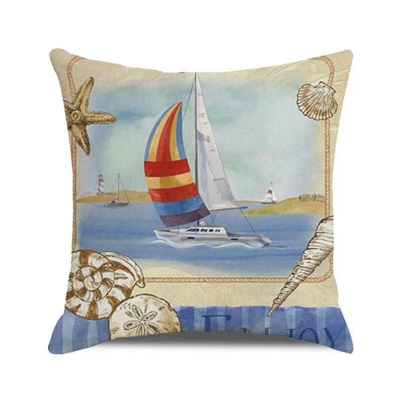

45x45 см морская звезда, шезлонг, парусная лодка, тапочки, наволочка с принтом, обивка, наволочка, чехол для подушки в морском стиле 45x45cm