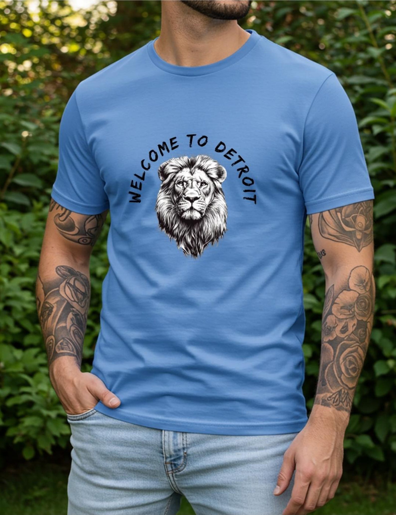 Welcome to Detroit Shirt, Detroit Lion Tee, Detroit Michigan Shirt, Motor City Shirt, Detroit Pride Tee, Streetwear Lion Graphic Shirt L