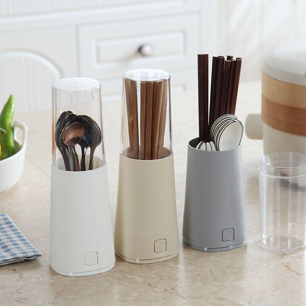 Plastic Cutlery Holder with Lid Cutlery Storage Box Tableware Box Chopstick Cage Fork