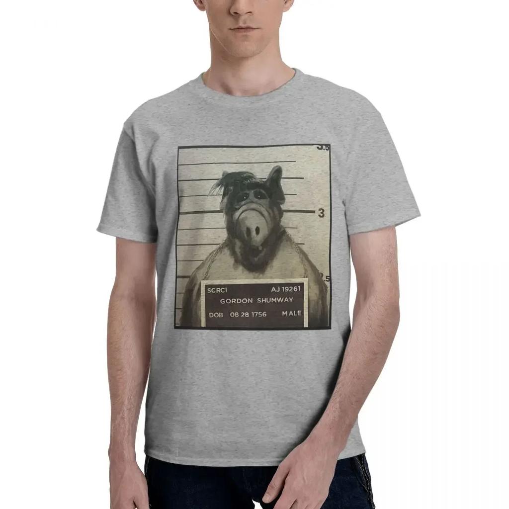 Alf Mugshot Classic 100% Cotton Casual Breathable Confortable Clothes Men's T-Shirts Clothes Men