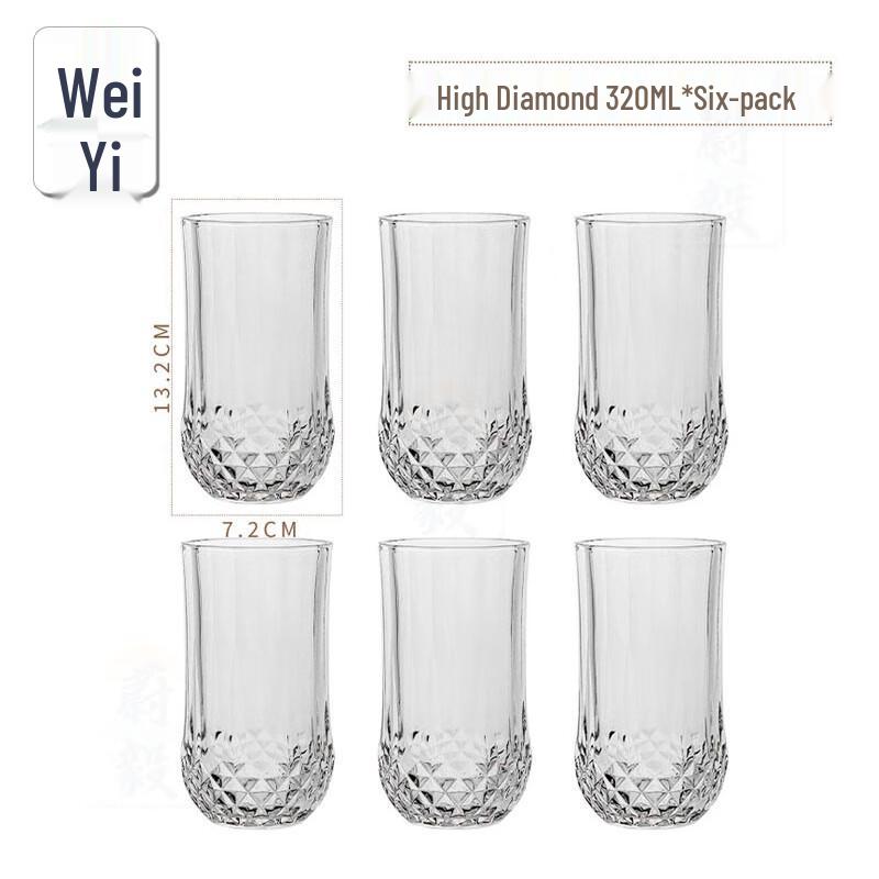Weiyi Transparent Glass Cups (6-Pack)
