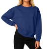 Women's Loose Comfortable Casual And Fashionable Round Neck Threaded Sleeves Solid Color Long Sleeved Sweatshirt