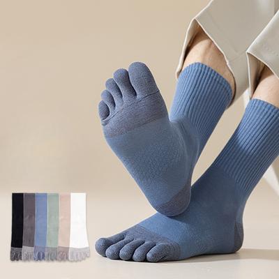 Zehensocken, Herren Mid-Calf, Frühling und Herbst Nahtlose Sport, Anti-Geruch, Schweißabsorbierend, Zehentrennende Socken, Lange Socken, Lange Wadensocken