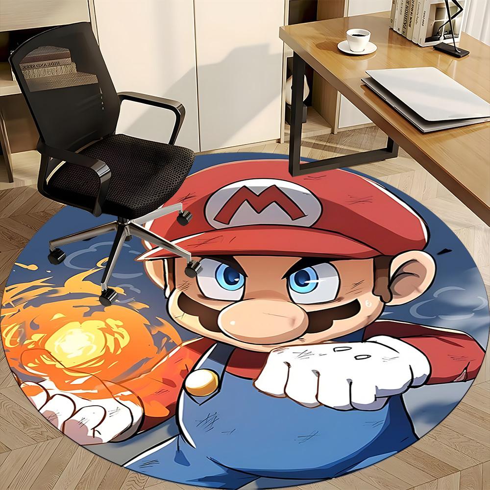 1PC Mario Fire Office Round Area Rug Suitable For Office, Under Office Chairs Bedroom Living Room Home Decor, Available in Various SizesT101