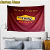 Custom Name AS Roma Football Club Emblem Tapestry Room Decoration Wall Hanging for Living Room Bedroom, dormitory, Birthday and Christmas gifts