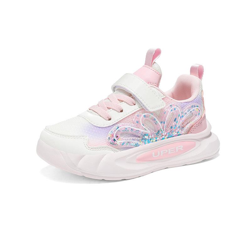 Girls' Sports Shoes 2025 New Mesh Breathable and Lightweight Children's Casual Shoes Velcro Primary School Sports Shoes
