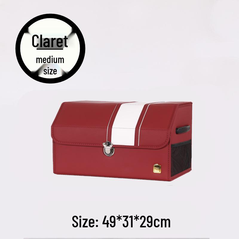 Leather Car Trunk Organizer: Foldable Interior Storage Box and Decorative Accessory.