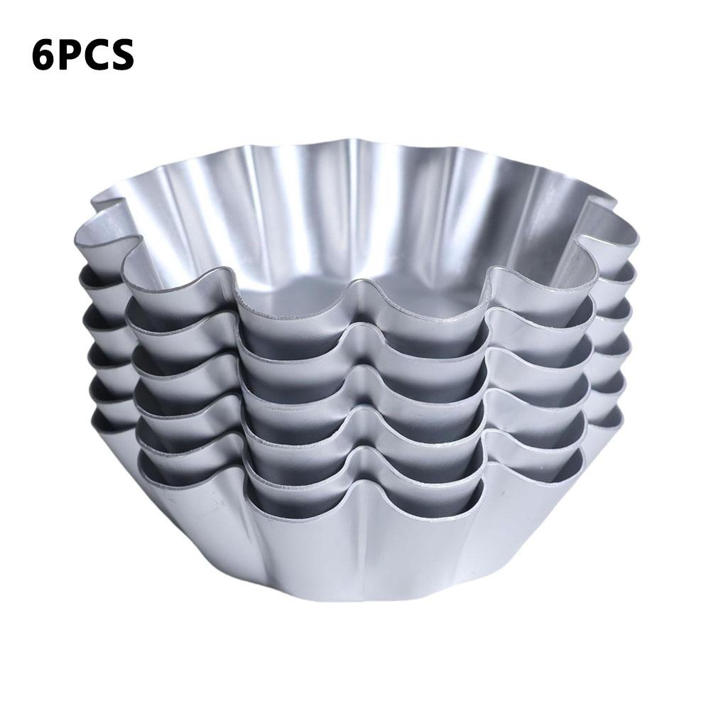 6pcs Baking Molds C13 Chrysanthemum Cake Tart Pans Aluminum Alloy Mini Cake Mold Egg Tart Pan Pastry Making Kitchen Tools