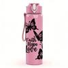 1PC Faith Hope Love Butterfly Art 750ml Color Plastic Sports Water Bottle Leakproof Flip Straw Lid Suitable for Sports Office Home Use