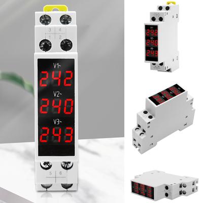 Kılavuz Rayı Üç Fazlı Voltmetre AC Modüler Gösterge Göstergesi Dijital Ekran Dedektör LED'i