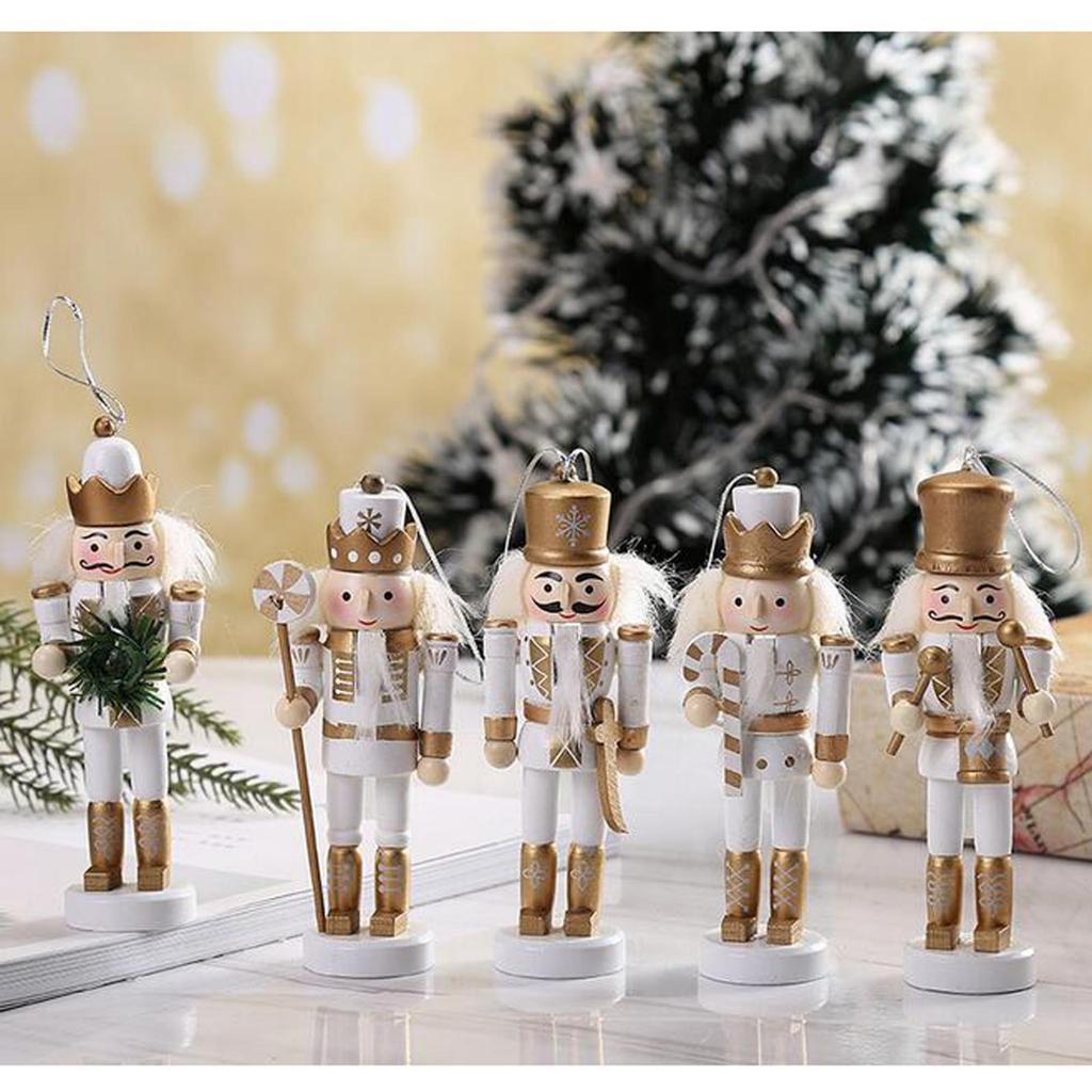 Christmas Nutcrackers Hanging Ornament Wooden Soldier Figures Doll Christmas Tree Hanging Ornaments with Package Box