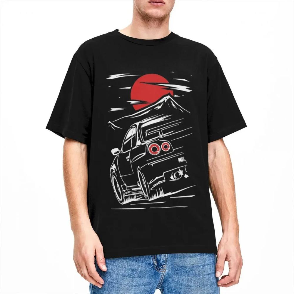 Alla årstider Män Kvinnor Skyline GTR 34 T-shirt Tillbehör Jdm r33 r32 T-shirt Kläder Vintage T-shirts