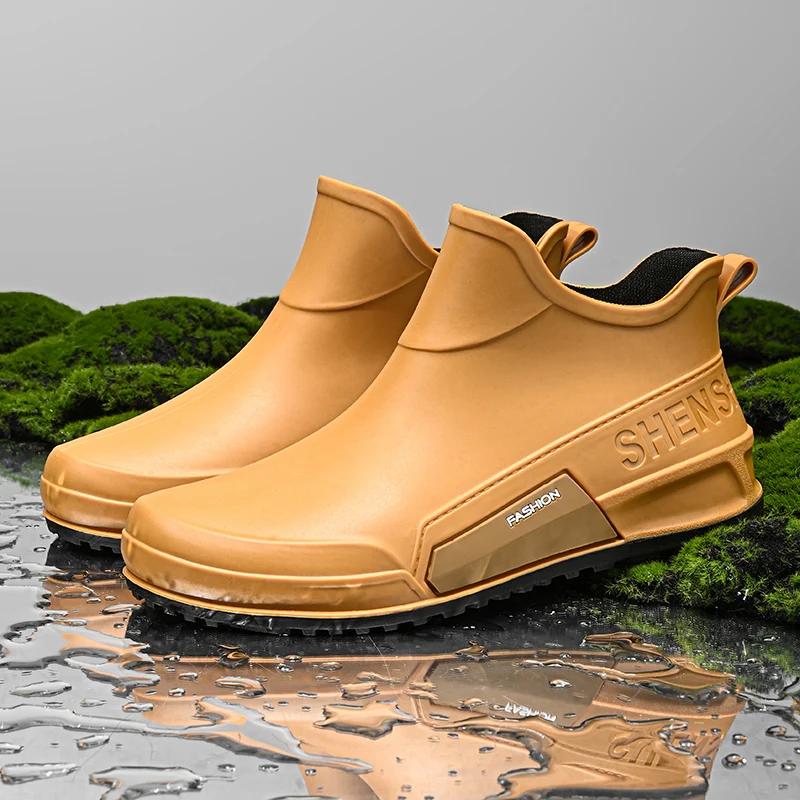 Fashion New Winter Men Cotton Rain Boots Waterproof Rubber Ankle Boot Outdoor Casual Mans Fishing Shoe Hiking Couple's Shoes Main Push