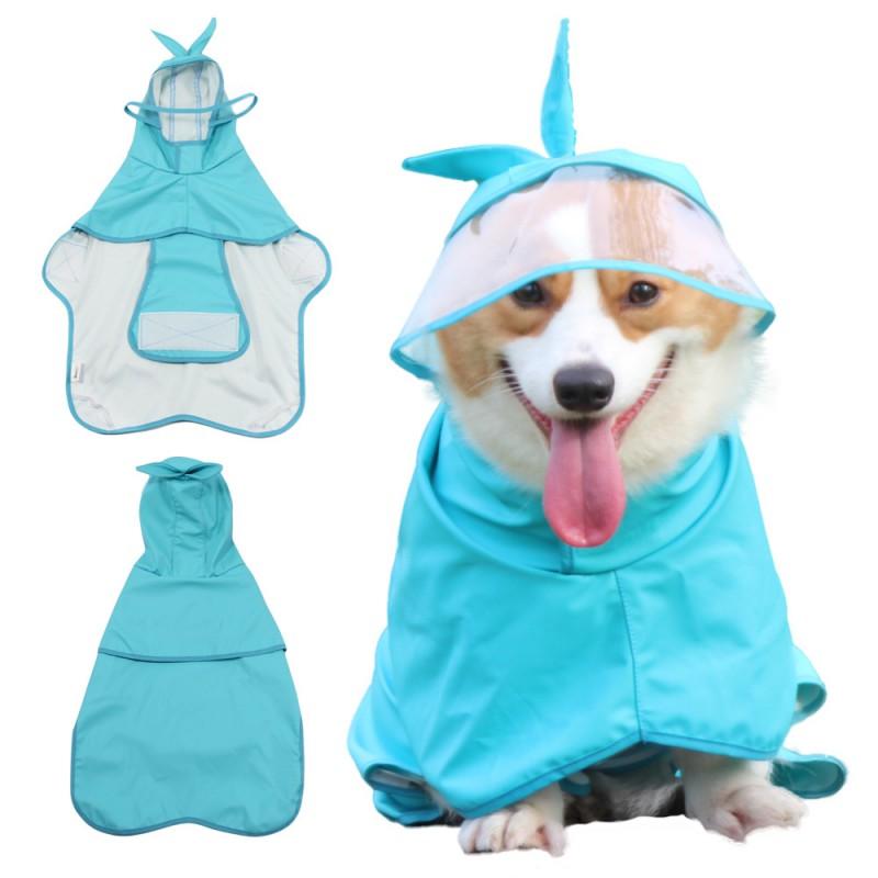 Pet Raincoat Small Dogs PU Waterproof Hooded Cape With Clear Visor Ins Style All Season