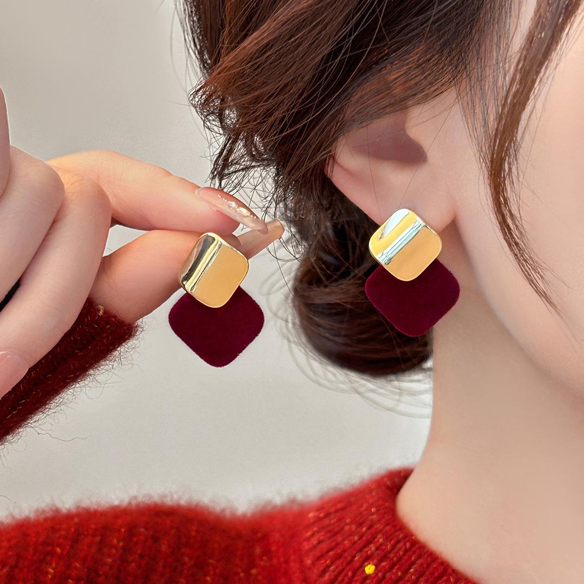 Флоковые квадратные серьги-гвоздики повседневные простые модные универсальные серьги серьги