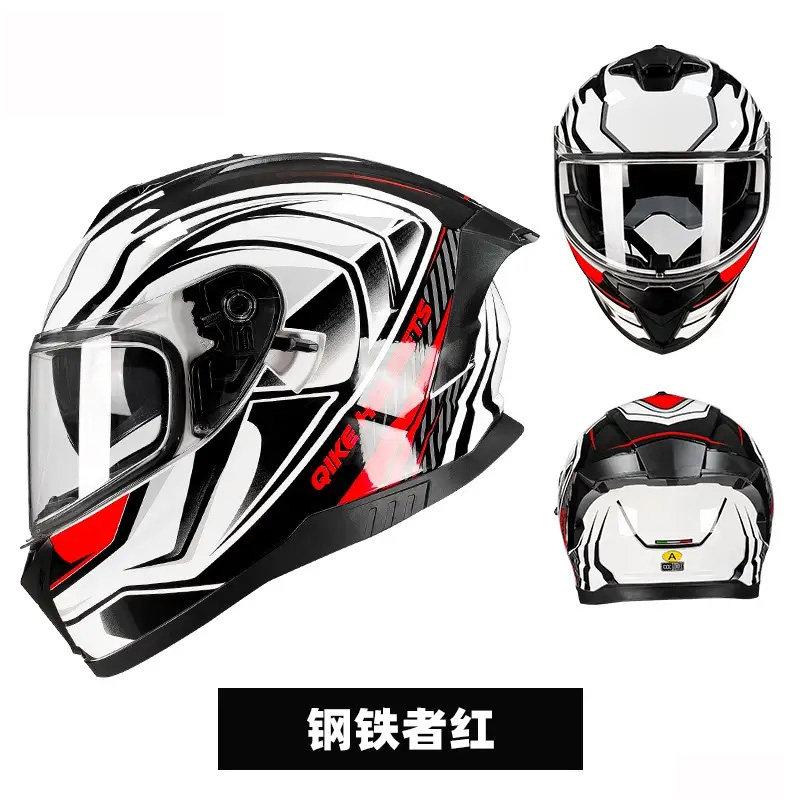 Unisex DOT ECE Certified Motorcycle Helmet with Dual Lens Full Face Cover And Large Tail Wing for Electric Scooter And Motorbike