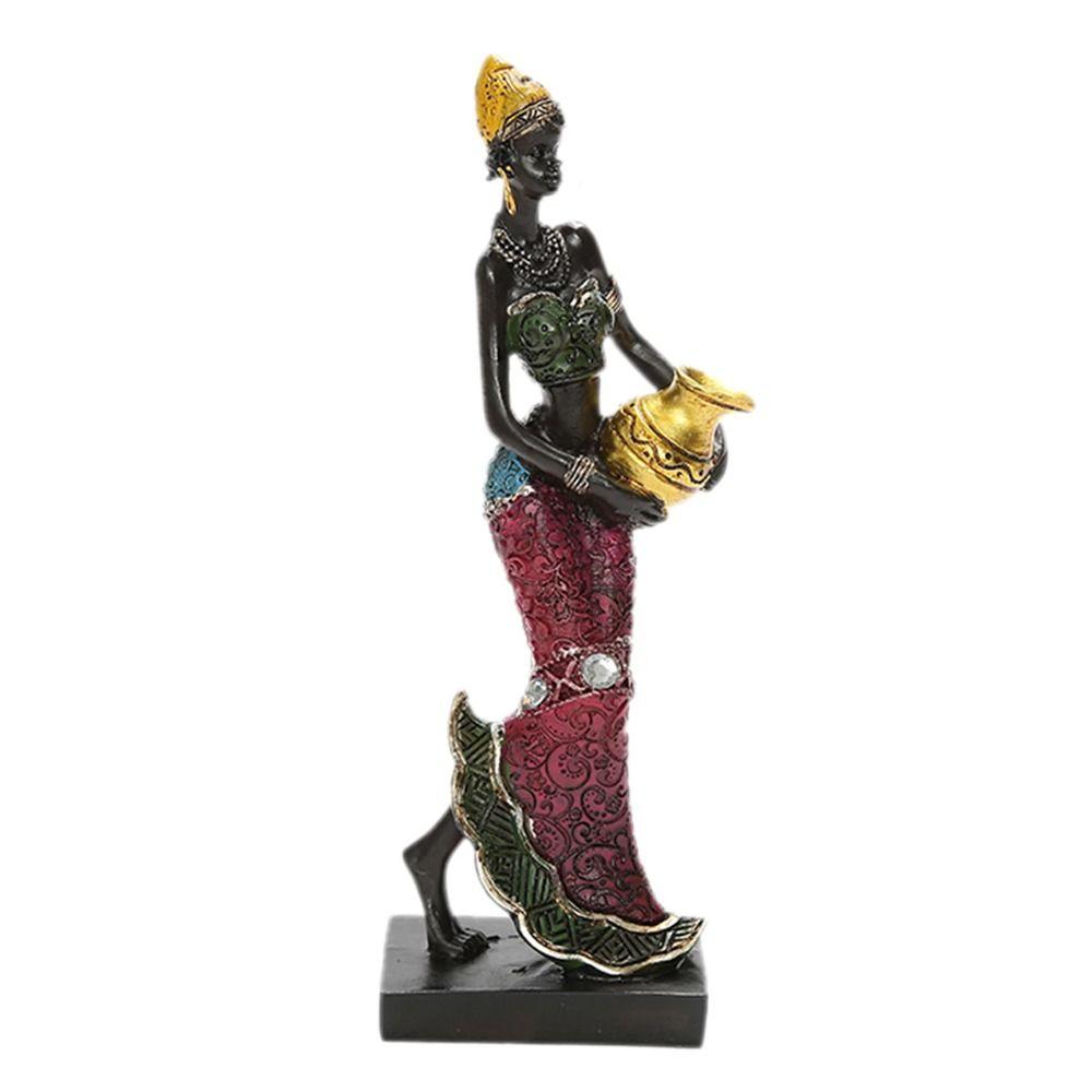 Handicraft Vintage Art Design Home Decoration Ethnic Customs African Statue Tribal Lady Figurines Desktop Ornament Resin Crafts