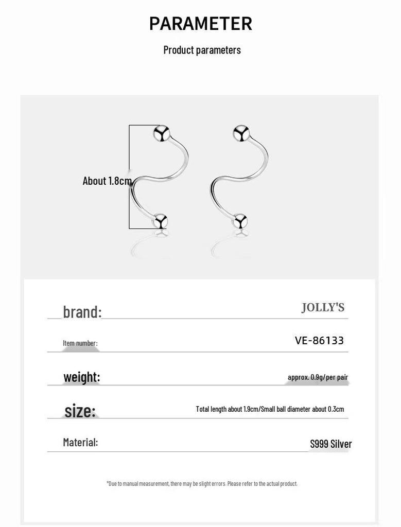2024 Trendy 999 Pure Silver Spring Stud Earrings for Women - Simple, Versatile, Cold Style Ear Jewelry