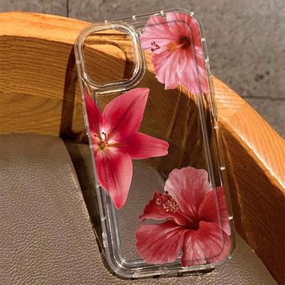 Blume Lilie Hibiskus Druck Klare Handyhülle für Iphone 16 15 14 13 12 11 Pro Max Mini 16E 7 8 Plus SE2 Vintage Floral Weiche Hülle