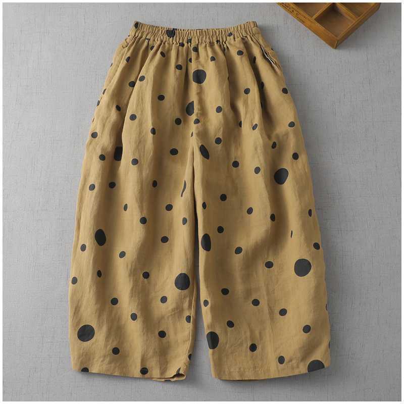 Летние брюки из рами свободного кроя M жёлтый