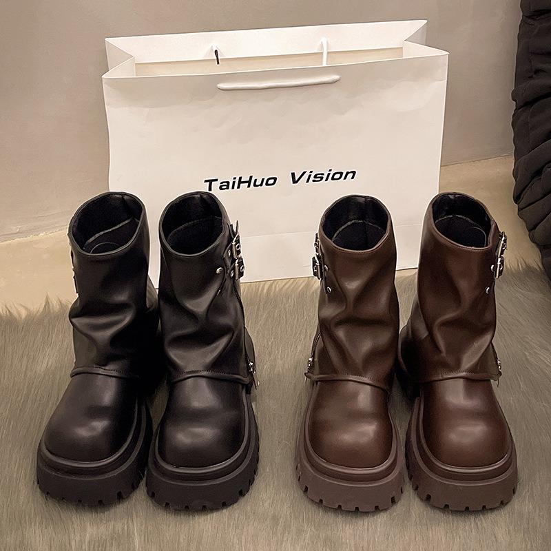 Short, Short, Thick Soled Women'S  Autumn New Brown British Style Knight Leg Boots Fashion Trends