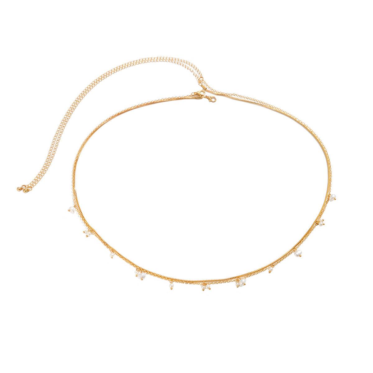 

Geometric Tassel Imitation Pearls Waist Chain Women s Beach Alluring Body Chain Waist Ornament золотой