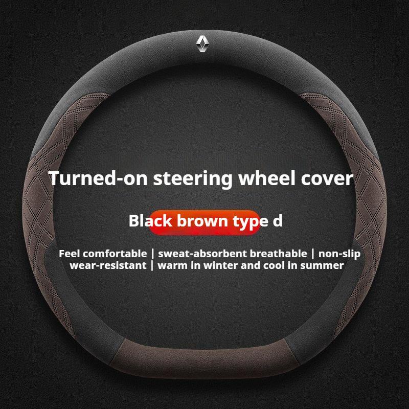 2026 Caliente Para Renault Pegatinas Interiores Cubierta de Volante de Gamuza para Coche 38cm Antideslizante Para Renault Sandero Duster Clio RS Captur Au