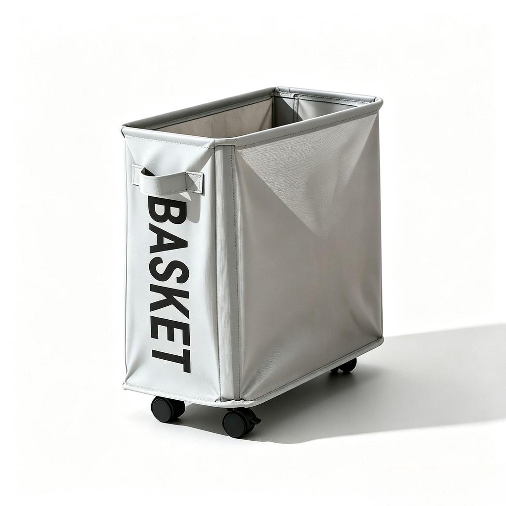 Compact Rolling Laundry Basket - Waterproof Fabric for Bedroom/Balcony - Clothes Organizer with Push-Pull Design