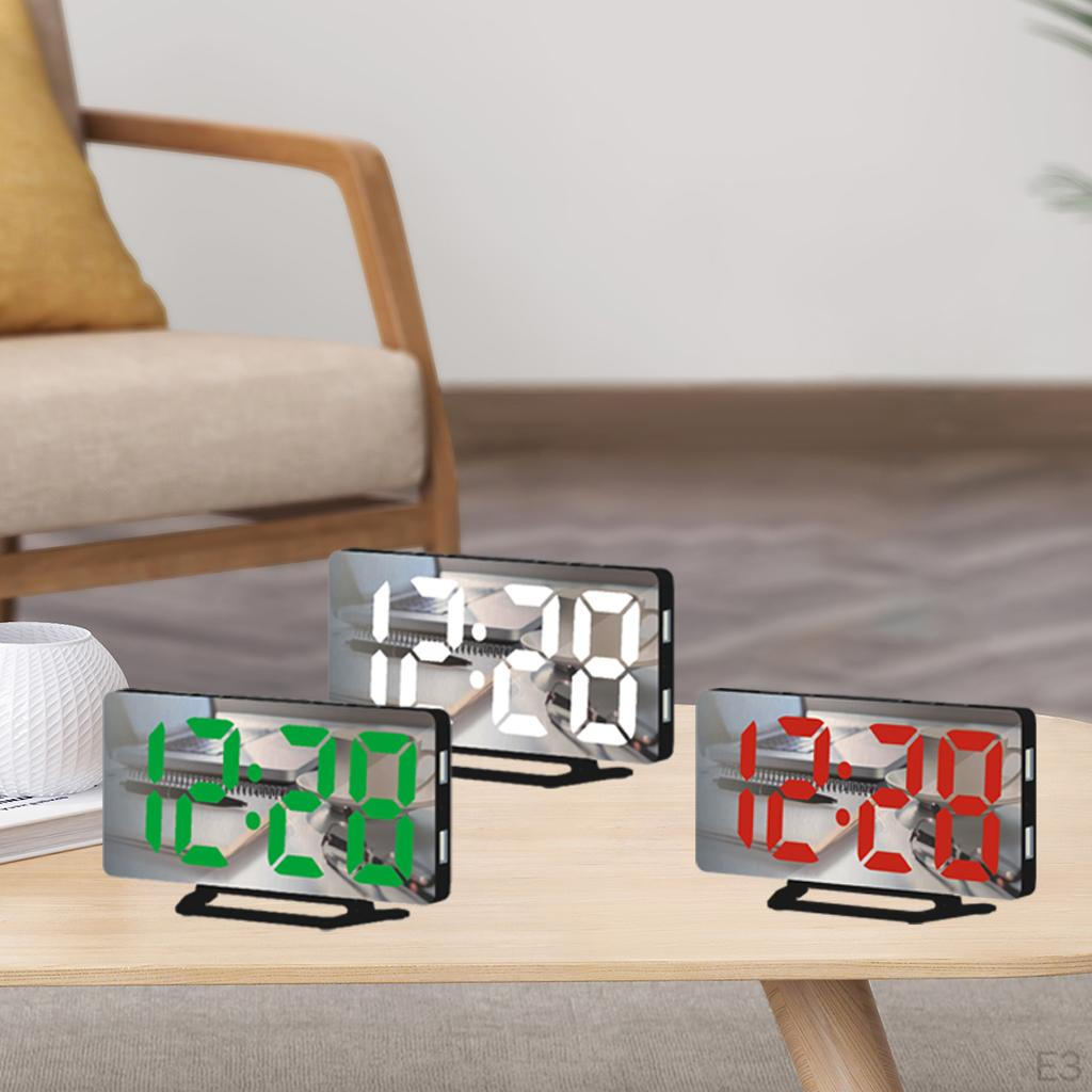 Digital , mirror Electronic Clocks, with Charging Ports,Modern Clocks for Bedrooms
