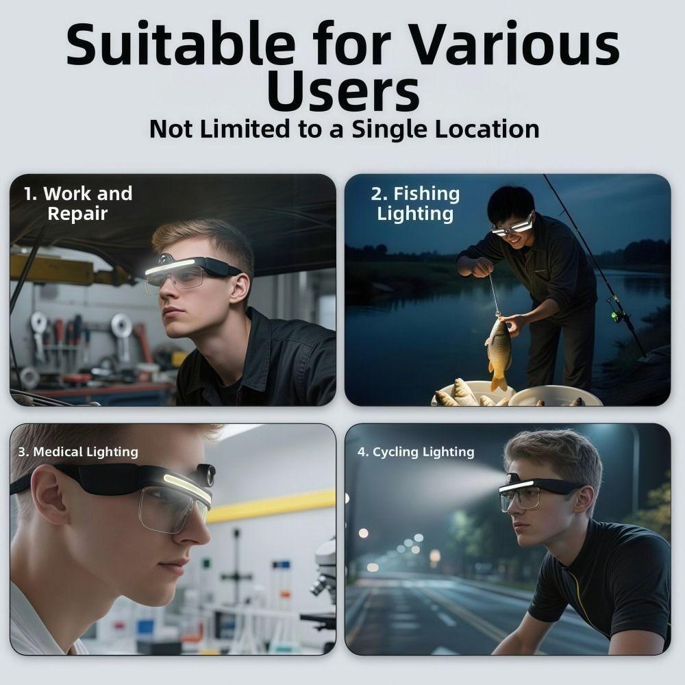 Multi Functional LED Glasses Light USB Charging Riding Fishing Light New LED Headlamp Ootdoor