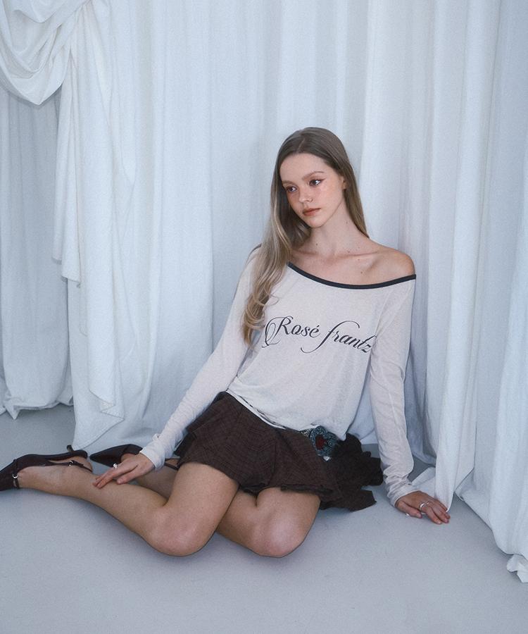 ROSEFRANTZ Sheer Lettering Long Sleeve [Beige]