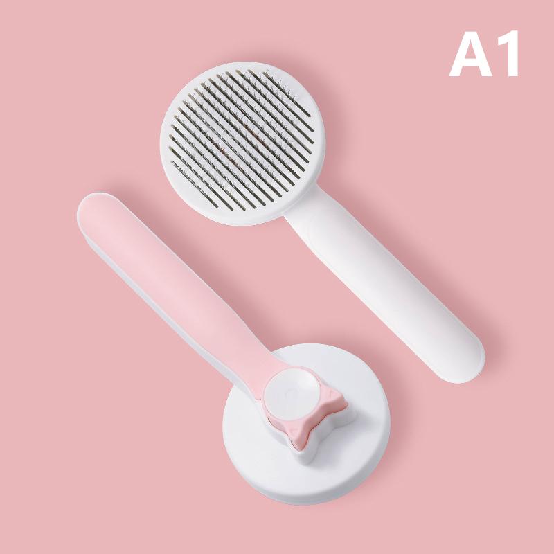 

Щетка для ухода за домашними животными Массажная расческа для длинной шерсти Самоочищающаяся расческа с иглами из нержавеющей стали Плавающая шерсть Чистка для кошек и собак