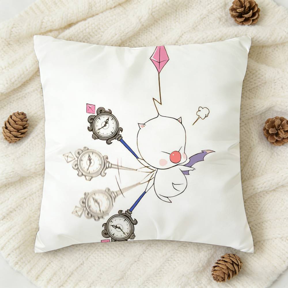 FFinal Fantasy Moogle FF VI Doublesided Printed Square Decorative Cushion Cover for Sofa Living Room Home Decor