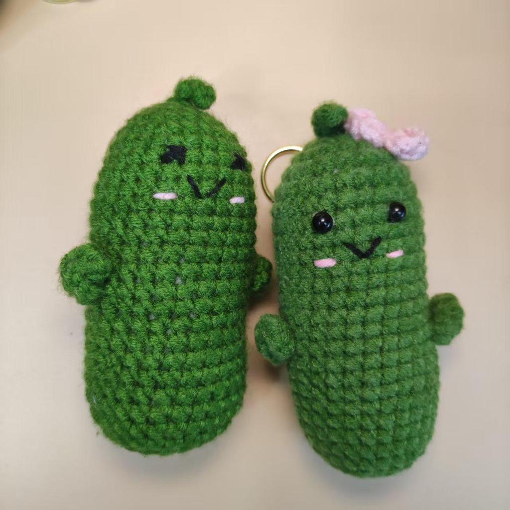 Handmade Crocheted Cucumber Doll Keychain: Emotional Support & Positive Energy Decor Gift