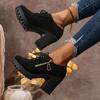 Fashion 5New Spring Autumn Women Ankle S Boots Blacksuede Roman Style Lace-up Ladies Shoes Thick High Heels Casual Short Botas Femininas