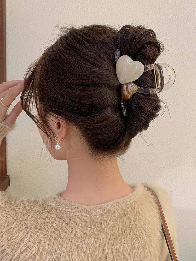 Korean High-End Acrylic Flower Hair Clip for Women - Large Shark Clip for Voluminous Styles