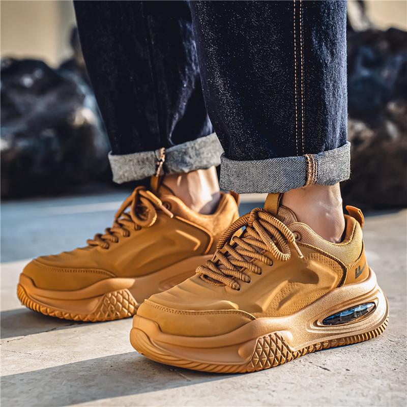 Warrior Casual Fashion Versatile Daily Commuting Slip-Resistant Durable Low-Top Dad Shoes Men Sneaker Yellow WXY(S)-4681N03