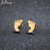 Unique Christmas Earring Stainless Steel YES NO Cactus Footprint Music Stud Earrings for Women Tiny Star Boots Jewelry Girl Gift