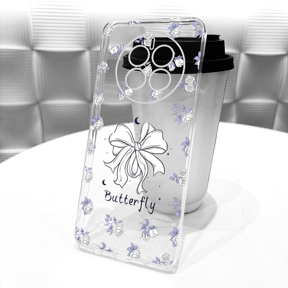 For Huawei Mate 50 Case Mate 50 Pro Cover Popular Butterfly Flower Soft Clear Silicone Phone Covers For Huawei Mate50 50E Fundas