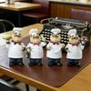 Yousheng Cartoon Chef Figurine Hand-Painted Holding Fruit Plate Cake Noodles Spoon Chef Statue Sculpture Home Kitchen Dining Room Decoration Ornament