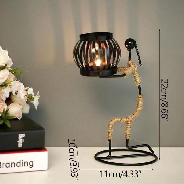 

Iron Rope Girl Lantern Candlestick Home Decorative Art Ornament Living Room Iron Crafts Lantern Decorative Candle Holder Without candles