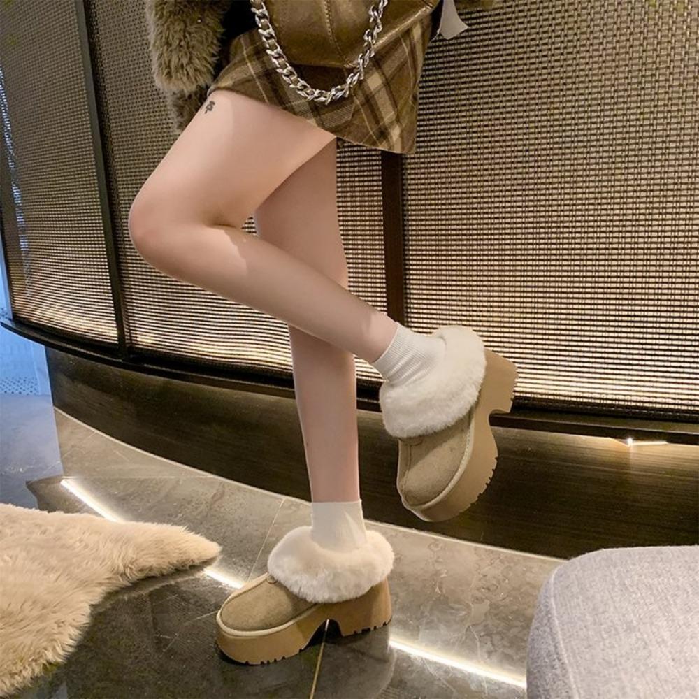 

Designer Thick Soled and Raised Sheepskin Wool Integrated Snow Boots for Women In Winter New Warm and Plush Short Boots 35 хаки