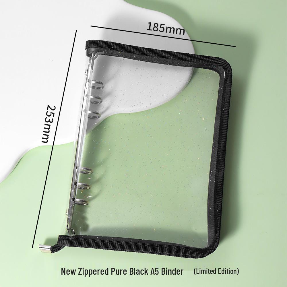 A5 Transparent PVC Ring Binder Notebook Planner, 6-Hole Photo Album with Removable Cover (A6 Compatible)