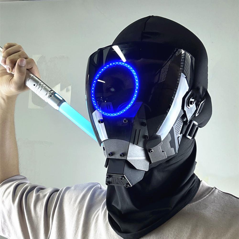Cyber Punk Commander Cosplay Led Mask,DIY Detachable Punk Mask,Perfect for Halloween,Parties,Masquerade,and Music Festivals