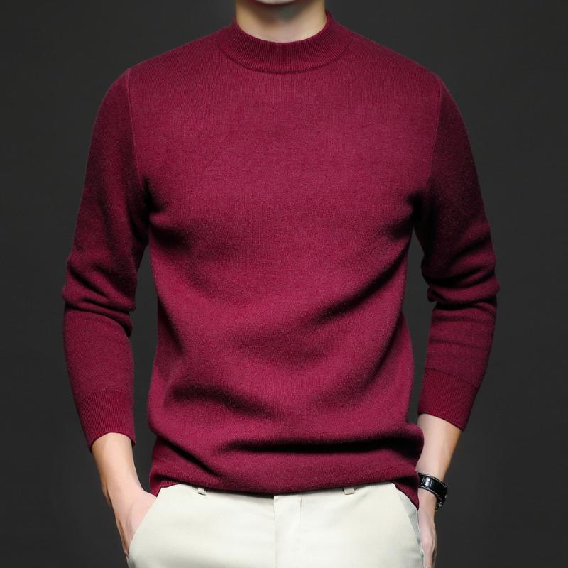 Men S Solid Color Half Turtleneck Long Sleeve Loose Knit Sweater For Youth