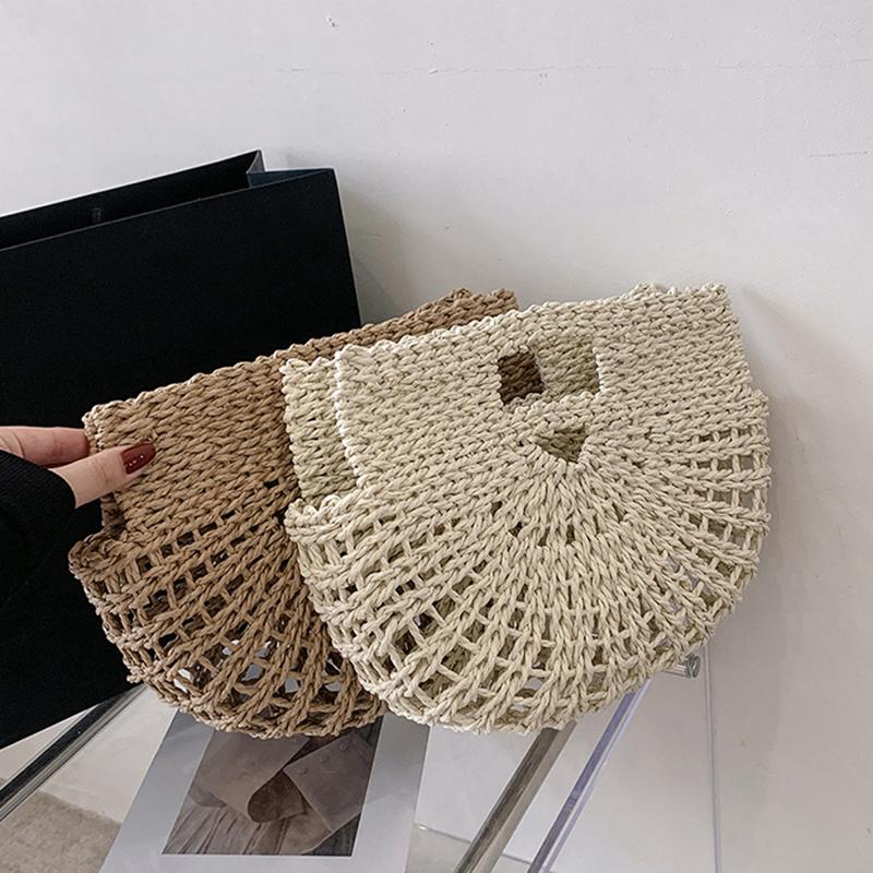 Yogodlns Bohemian Large Capacity Beach Bag Women's Straw Bag Stylish Handbag Natural Grass Hand Woven Designer Female Basket Shoulder Bag