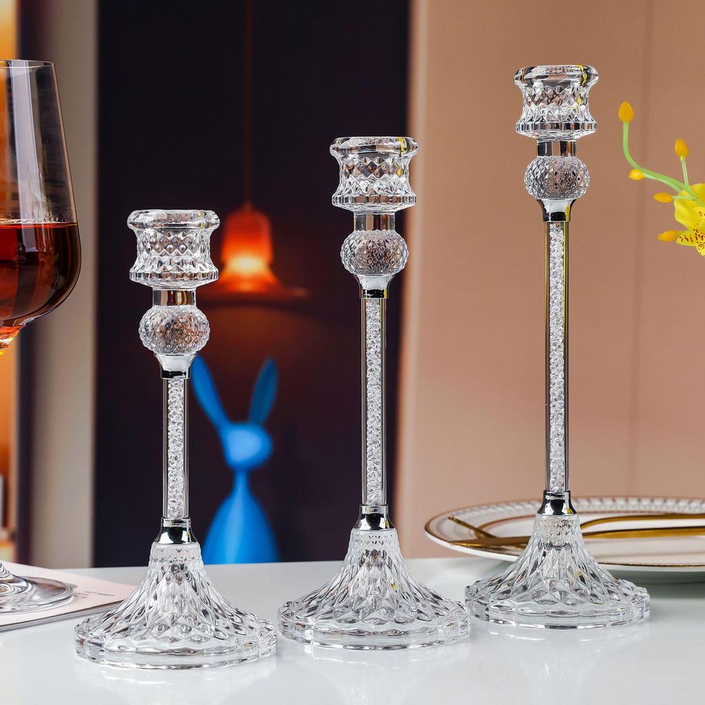Crystal Diamond Candle Holder for Weddings and Romantic Dinners